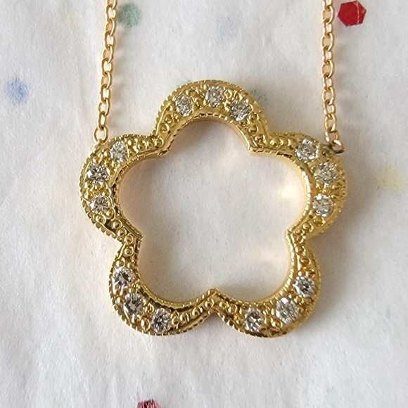 NEW LIZZIE SCHECK LARGE DAZZLING OPEN PAVE DIAMOND FLOWER PENDANT